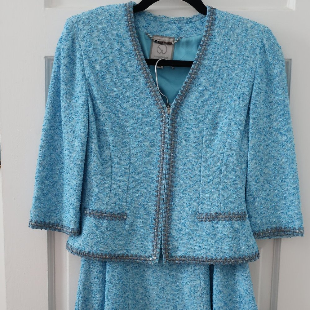 St. John Couture 2 Piece Blue Suit